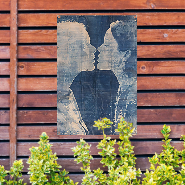 Abstract portret van twee gezichten tuinposter