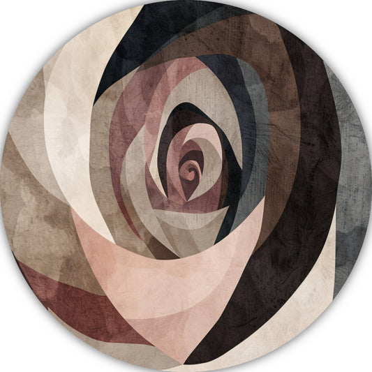 Sepia Spiralen - Abstract Geometrisch Patroon aluminium muurcirkel
