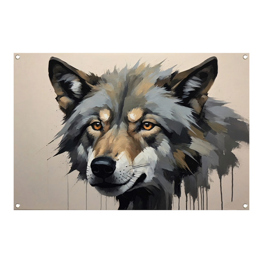 Intense Blik van een Abstracte Wolf tuinposter