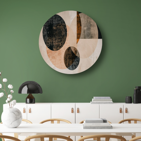 Overlappende Sepia Cirkels en Lijnen Kunstwerk forex muurcirkel