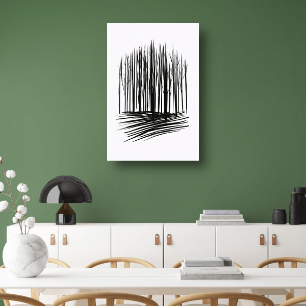 Minimalistische Zwart-Witte Bomenlijn Kunst canvas