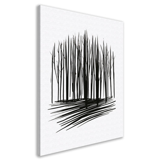 Minimalistische Zwart-Witte Bomenlijn Kunst canvas