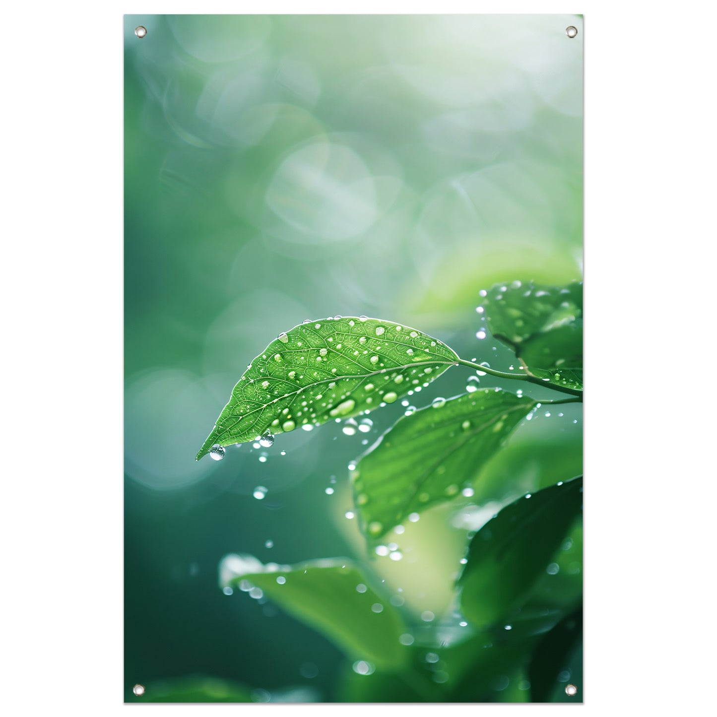 Blad met Waterdruppels in Zonlicht tuinposter