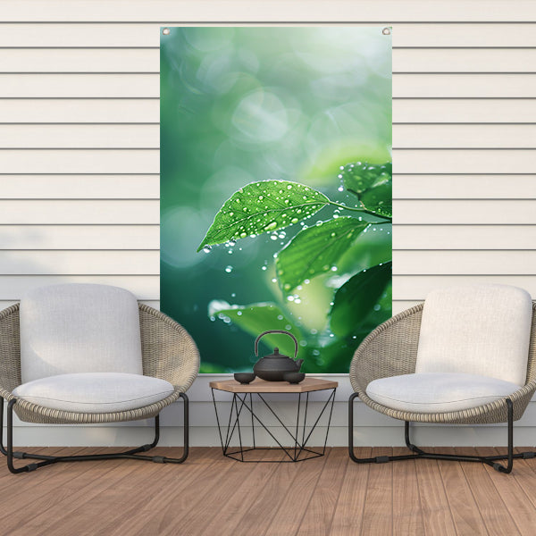 Blad met Waterdruppels in Zonlicht tuinposter