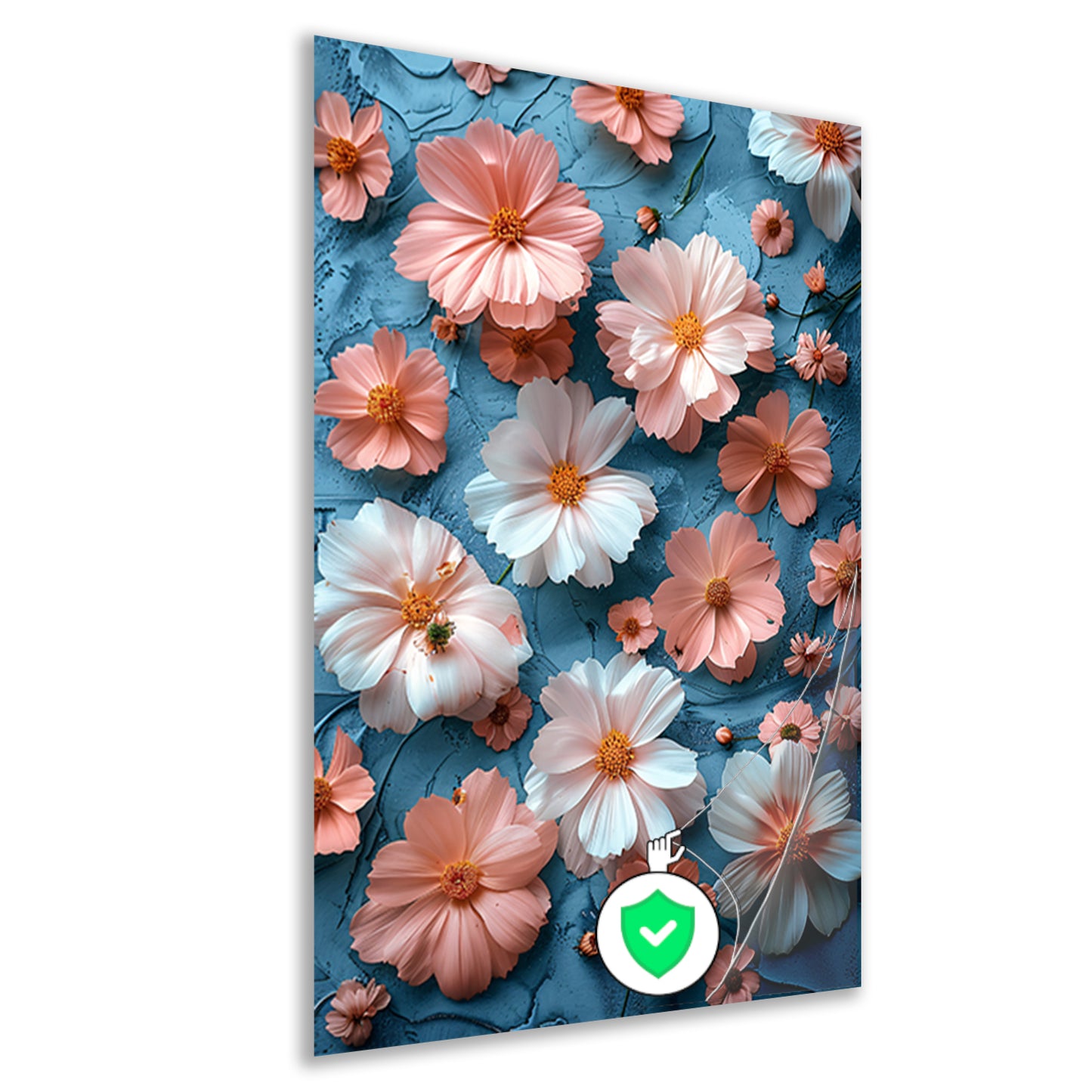 Abstract Bloemen in Blauw poster