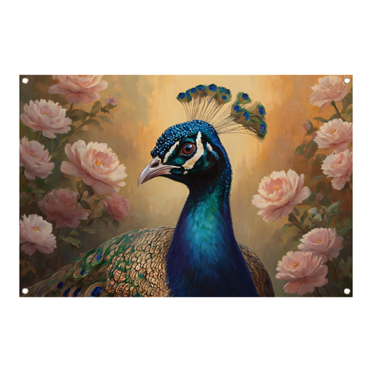De Koninklijke Pauw te midden van Roze Bloesem tuinposter