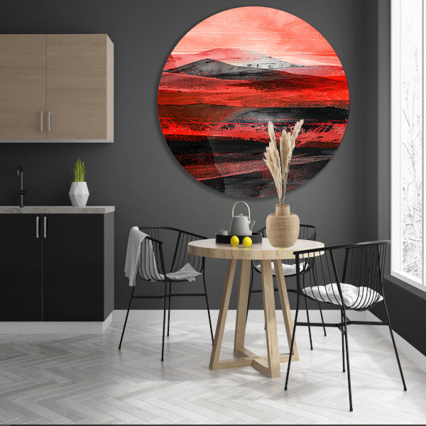 Abstract dynamisch woestijnlandschap met bergen forex muurcirkel