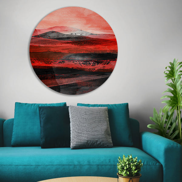 Abstract dynamisch woestijnlandschap met bergen forex muurcirkel