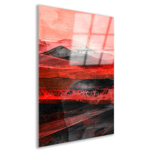 Abstract dynamisch woestijnlandschap met bergen acrylglas