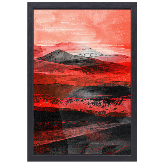 Abstract dynamisch woestijnlandschap met bergen canvas met baklijst