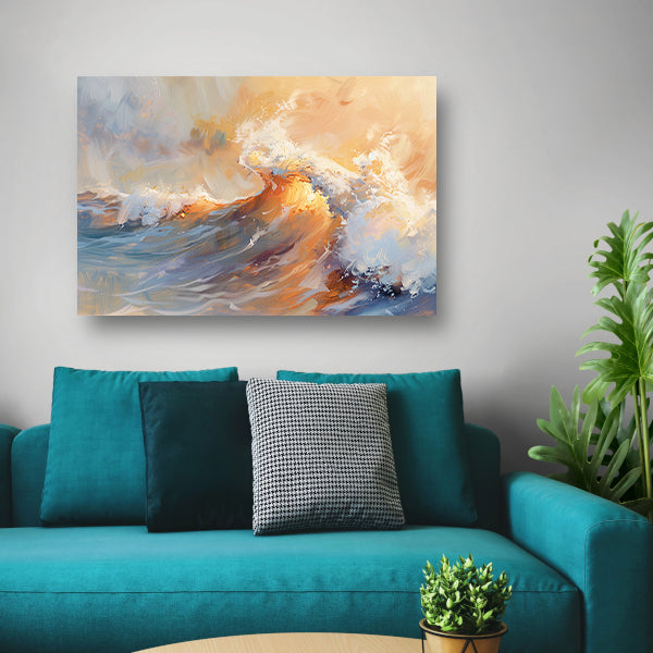 Abstracte golven in dynamische kleuren canvas