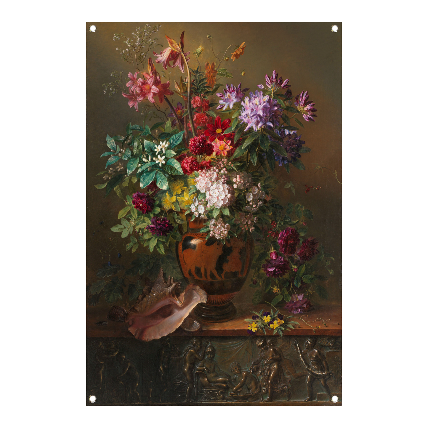 Stilleven met bloemen in een Griekse vaas - Georgius van Os tuinposter
