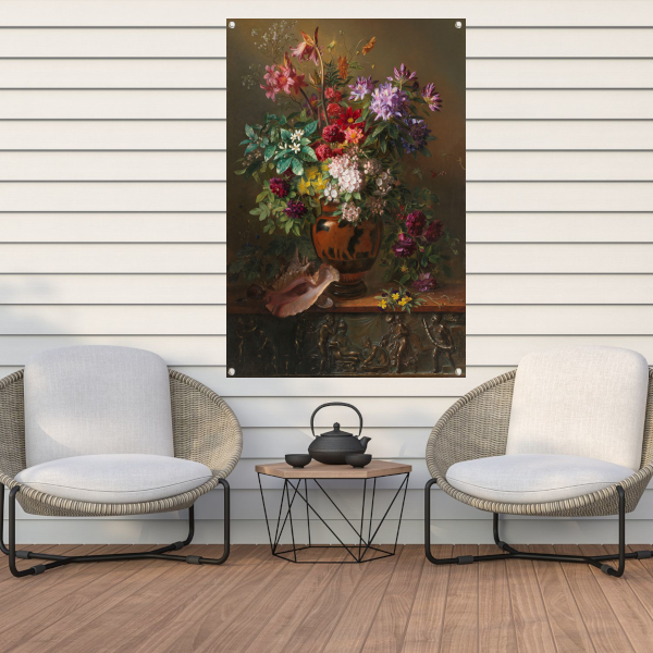 Stilleven met bloemen in een Griekse vaas - Georgius van Os tuinposter