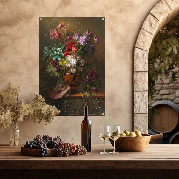 Stilleven met bloemen in een Griekse vaas - Georgius van Os tuinposter