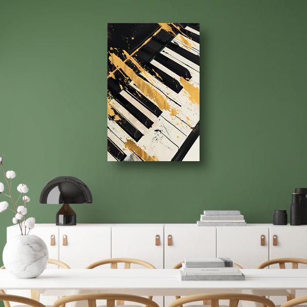 Abstract expressie op piano met goud poster