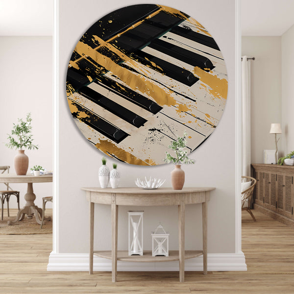 Abstract expressie op piano met goud forex muurcirkel