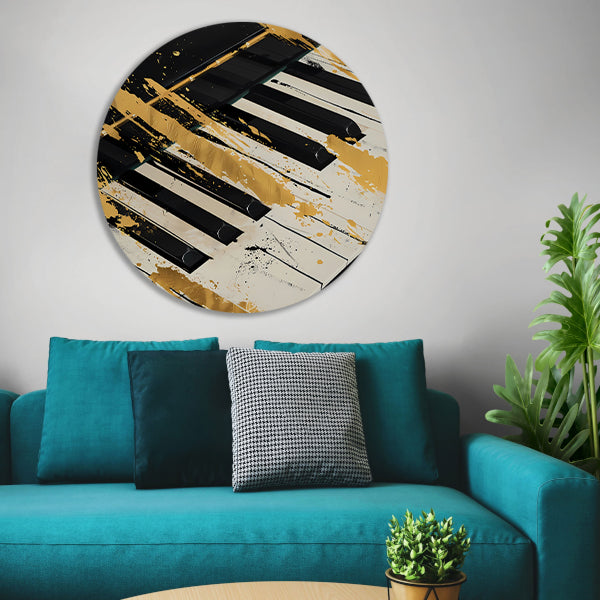Abstract expressie op piano met goud forex muurcirkel