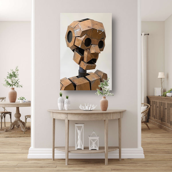 Roestige Robot met Metalen Textuur canvas
