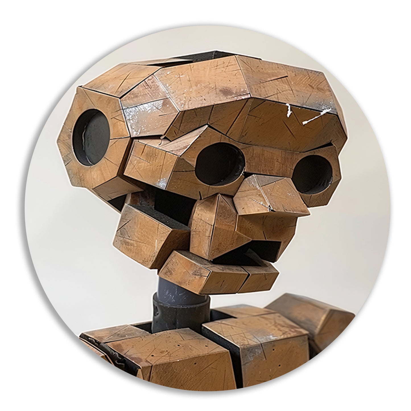 Roestige Robot met Metalen Textuur aluminium muurcirkel
