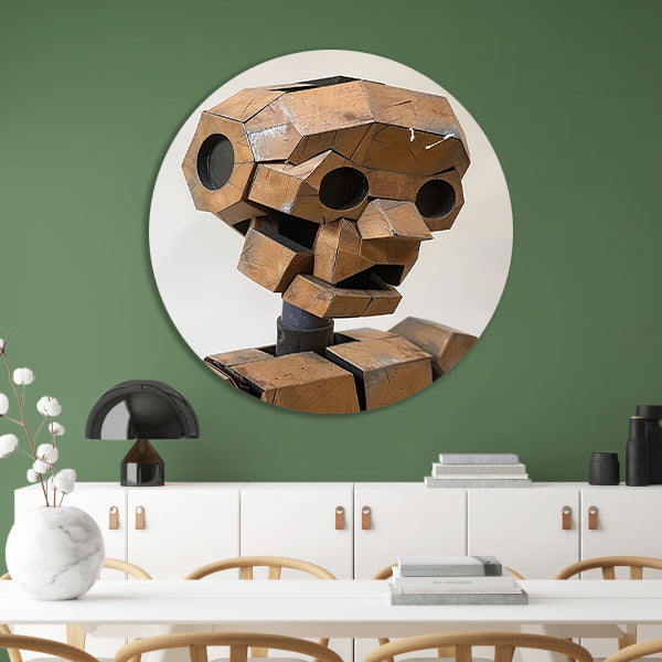 Roestige Robot met Metalen Textuur aluminium muurcirkel