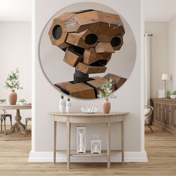 Roestige Robot met Metalen Textuur aluminium muurcirkel