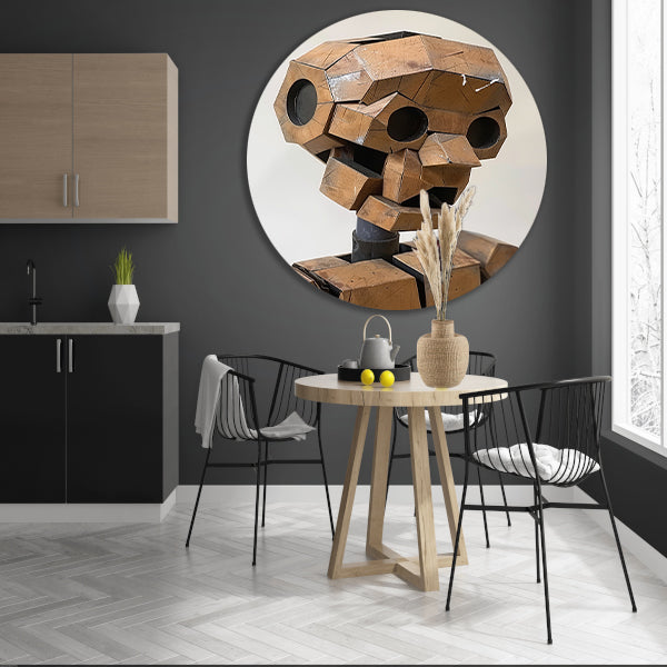 Roestige Robot met Metalen Textuur aluminium muurcirkel