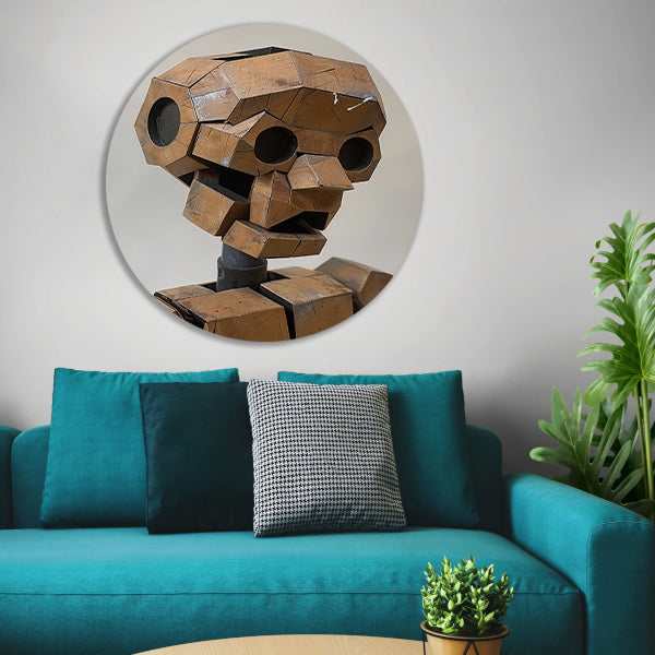 Roestige Robot met Metalen Textuur aluminium muurcirkel