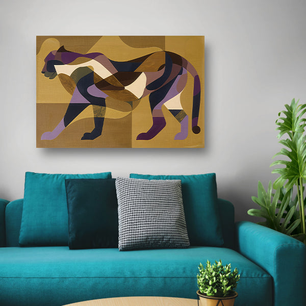 Abstracte kubistische cheeta kunst in kleur poster