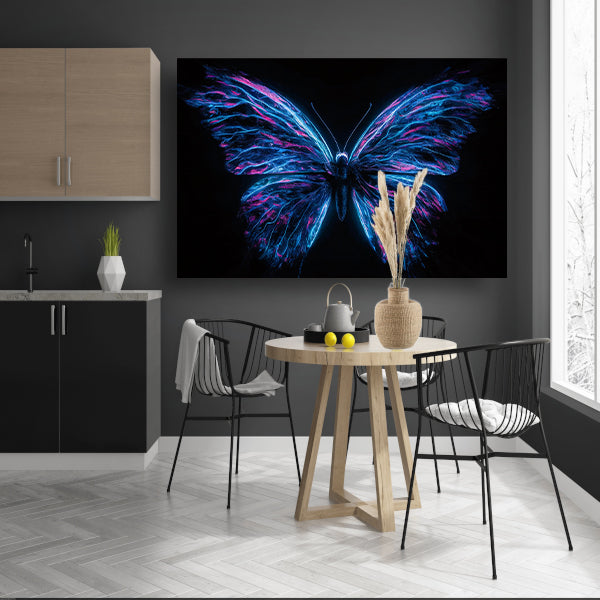 Neon vlinder kunst in levendige kleuren canvas