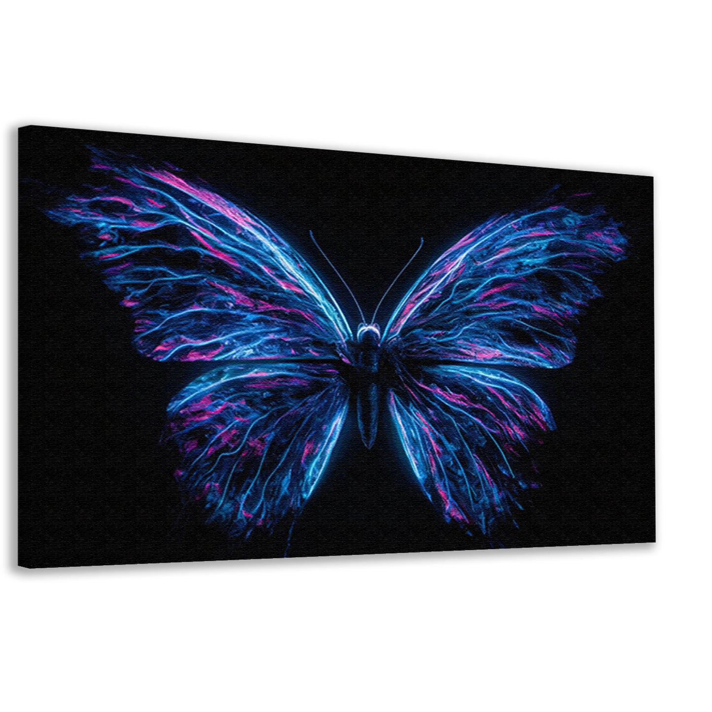 Neon vlinder kunst in levendige kleuren canvas