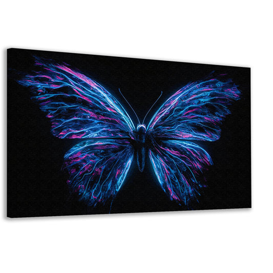 Neon vlinder kunst in levendige kleuren canvas
