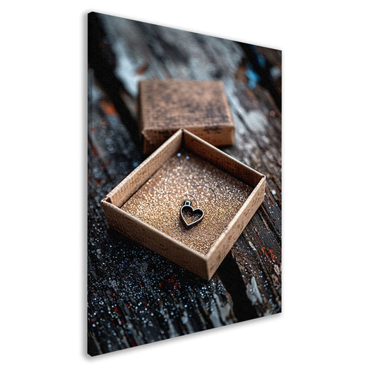 Hartvormig hangertje in gouden doosje canvas