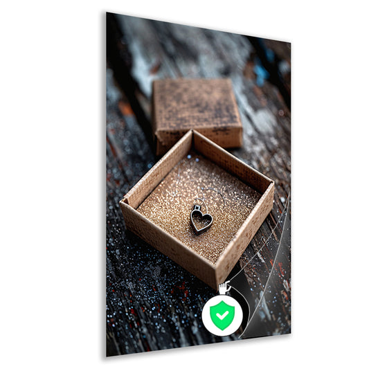 Hartvormig hangertje in gouden doosje poster