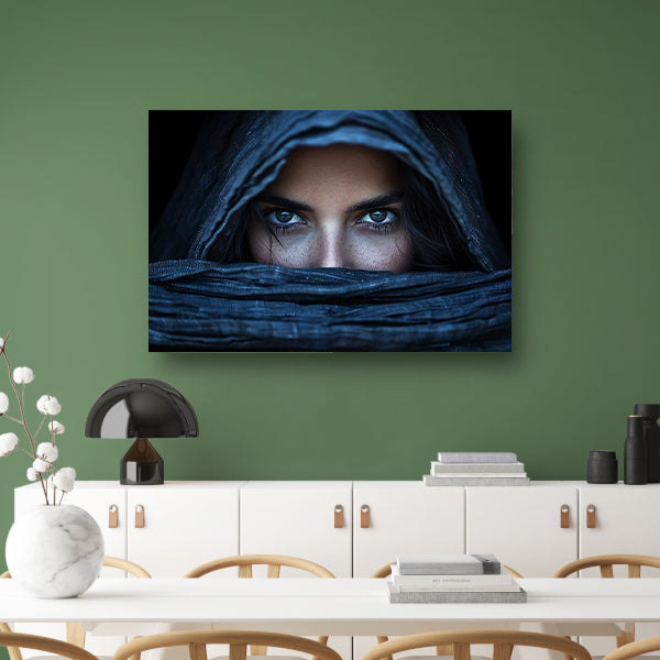 Mysterieuze Vrouw in Textielomhulsel canvas
