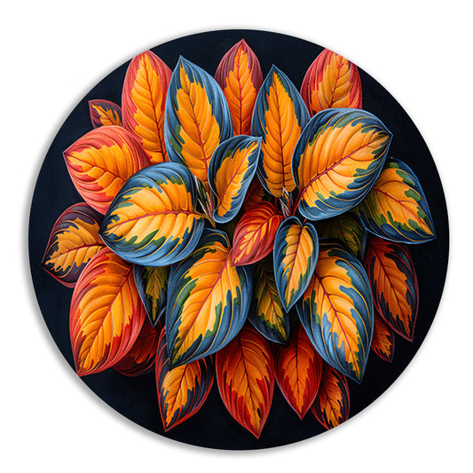 Gestileerde Herfstbladeren op Donkere Achtergrond aluminium muurcirkel