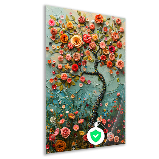 Kleurrijk Bloemenboom Schilderij voor Interieur poster