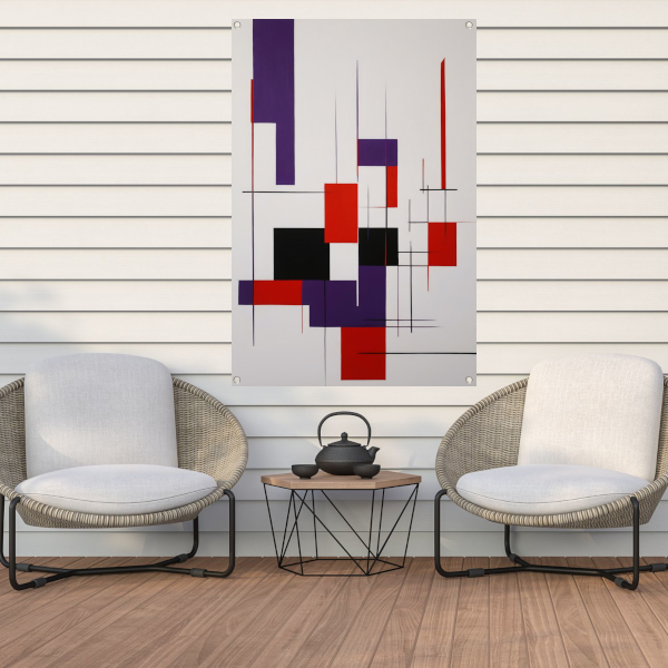 Geometrische Abstractie in Primaire Kleuren tuinposter
