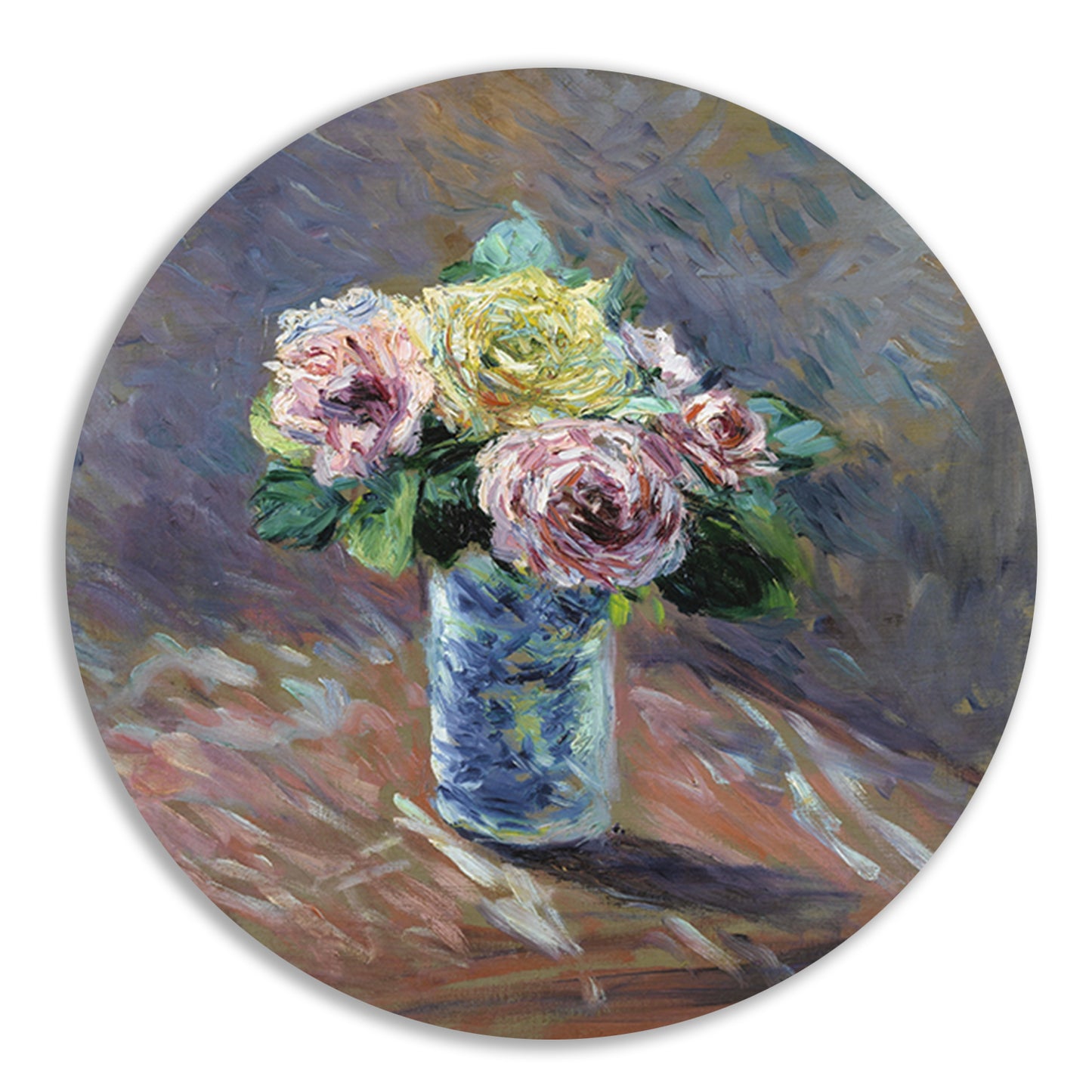 Gele en rode rozen in een kristallen vaas - Gustave Caillebotte forex muurcirkel
