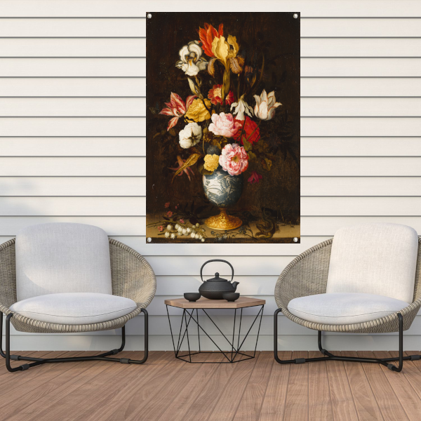 Bloemen in een Wan-Li Vaas - Balthasar van der Ast tuinposter