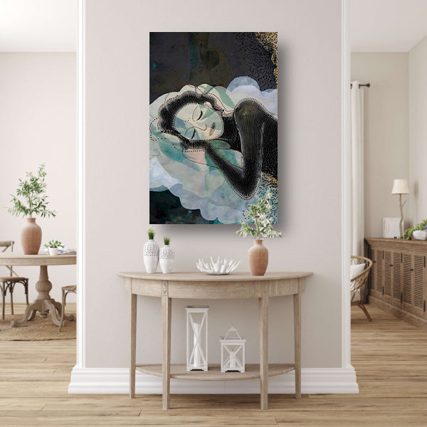 Abstract Portret van Dromerige Vrouw canvas