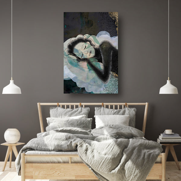 Abstract Portret van Dromerige Vrouw canvas