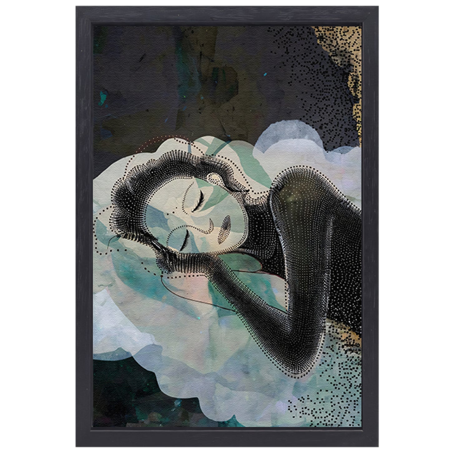 Abstract Portret van Dromerige Vrouw canvas met baklijst