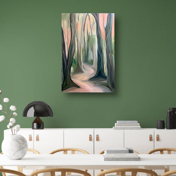 Rustiek boslandschap in abstracte stijl poster