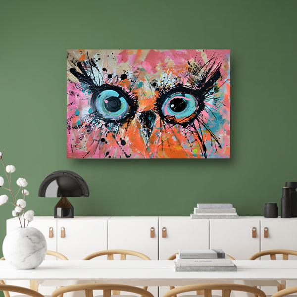 Kleurrijk abstract schilderij van een uil poster