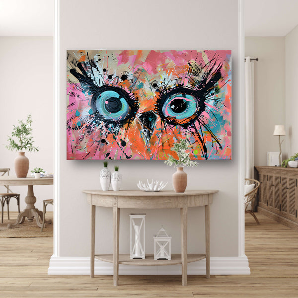 Kleurrijk abstract schilderij van een uil poster