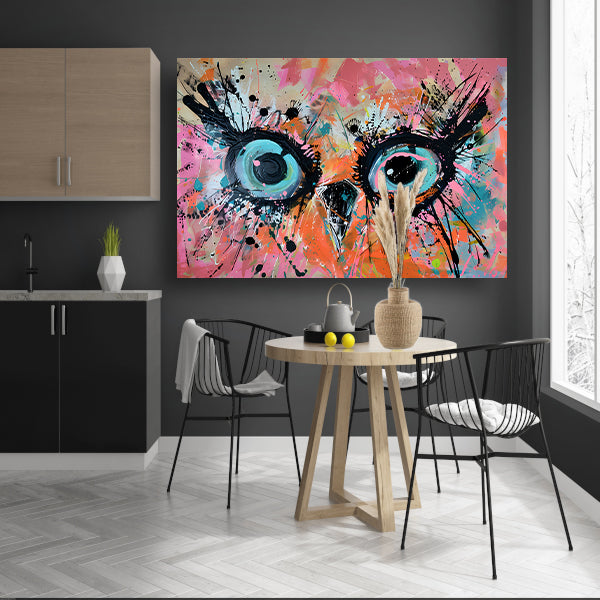Kleurrijk abstract schilderij van een uil poster