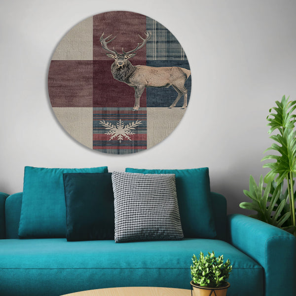 Elegante illustratie van een hert in geometrische stijl aluminium muurcirkel