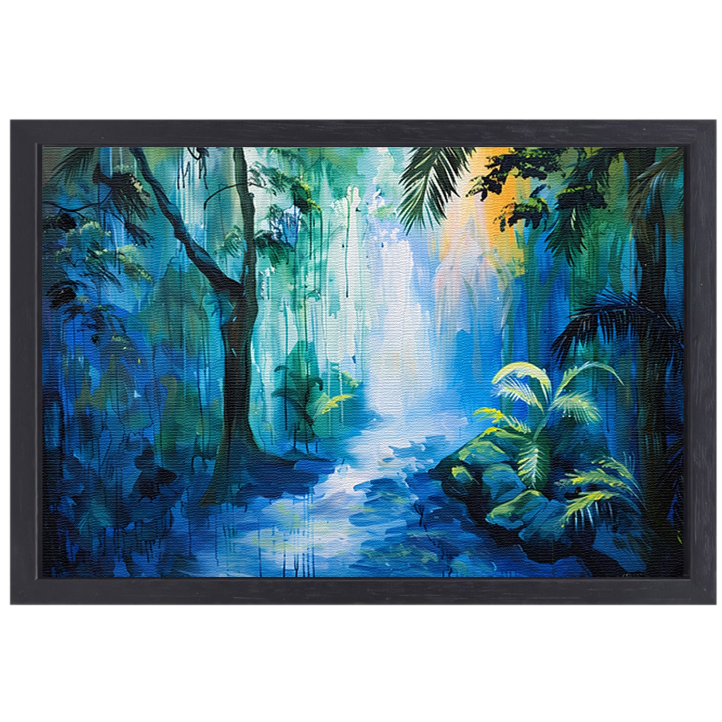 Abstract modern schilderij van boslandschap canvas met baklijst