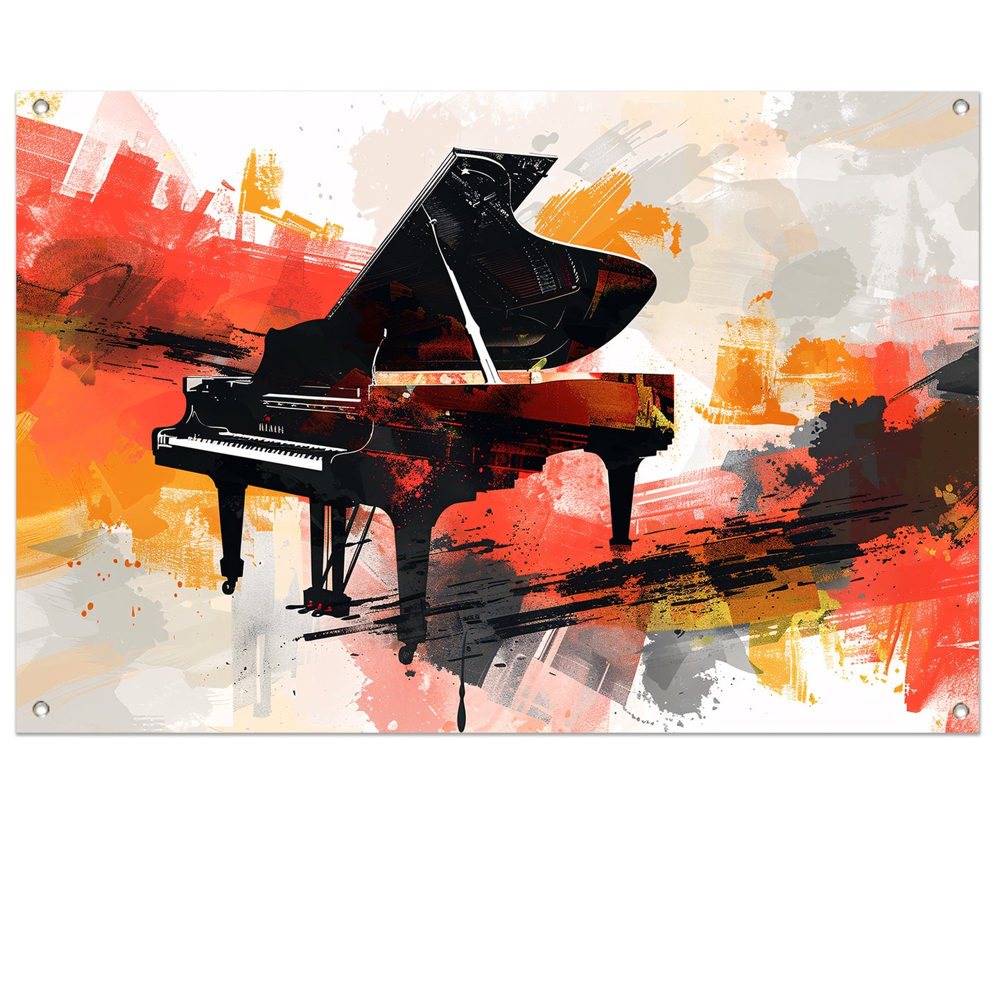 Abstracte piano met vurige kleurenexplosie tuinposter