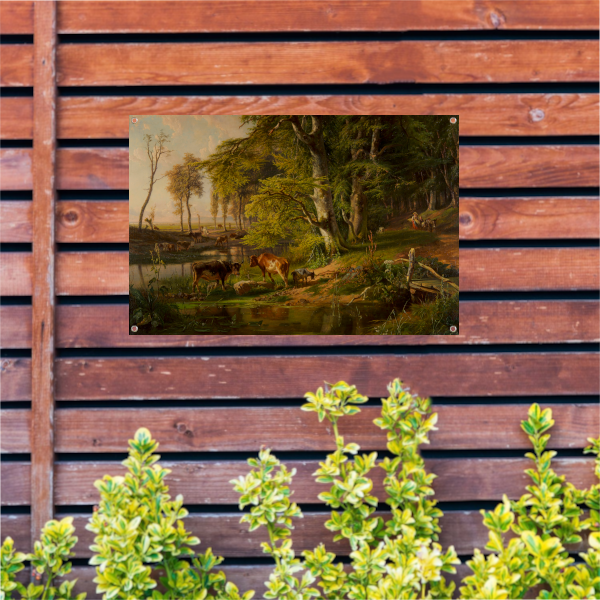 Boslandschap met vee bij een beek - Anton Mauve tuinposter